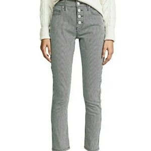 Joie Aerindis Cadet Hi-Rise Striped Jeans Size 32 Button Fly Ankle Pants